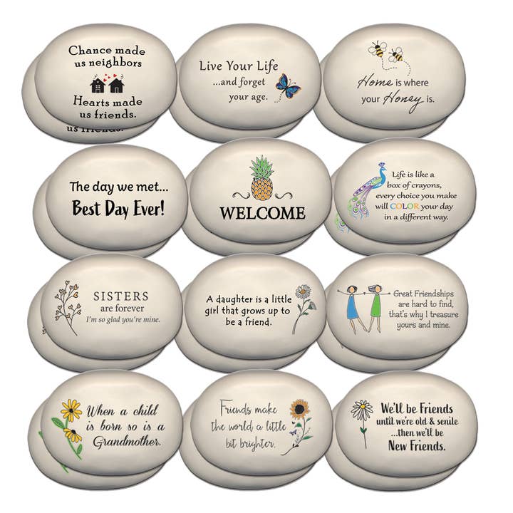 Ceramic Rocks: Pre-Pack of assorted GENERAL GIFT verses for wholesale by August Ceramics