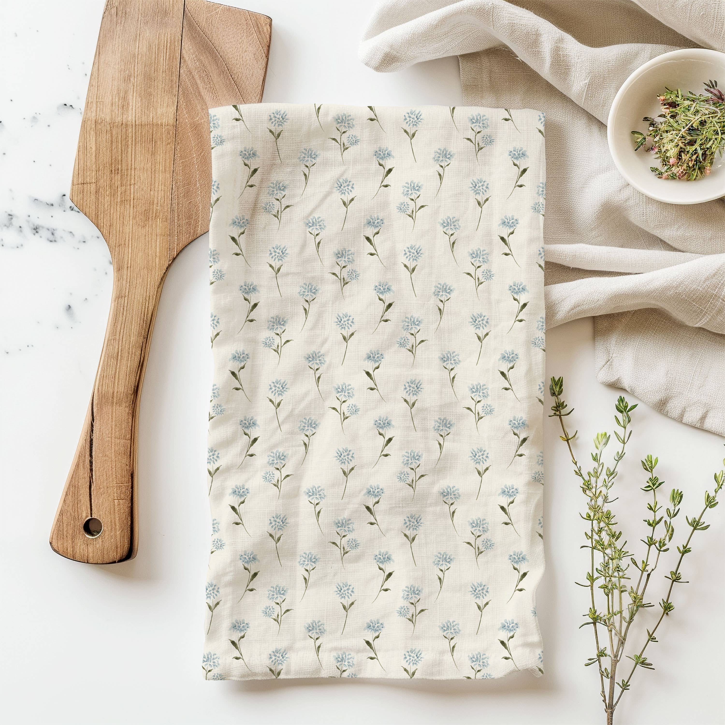 Beth Schneider Designs, LLC - Wholesale Tea Towel - Aire Floral 100% Soft Cotton Tea Towel with Hang Loop1