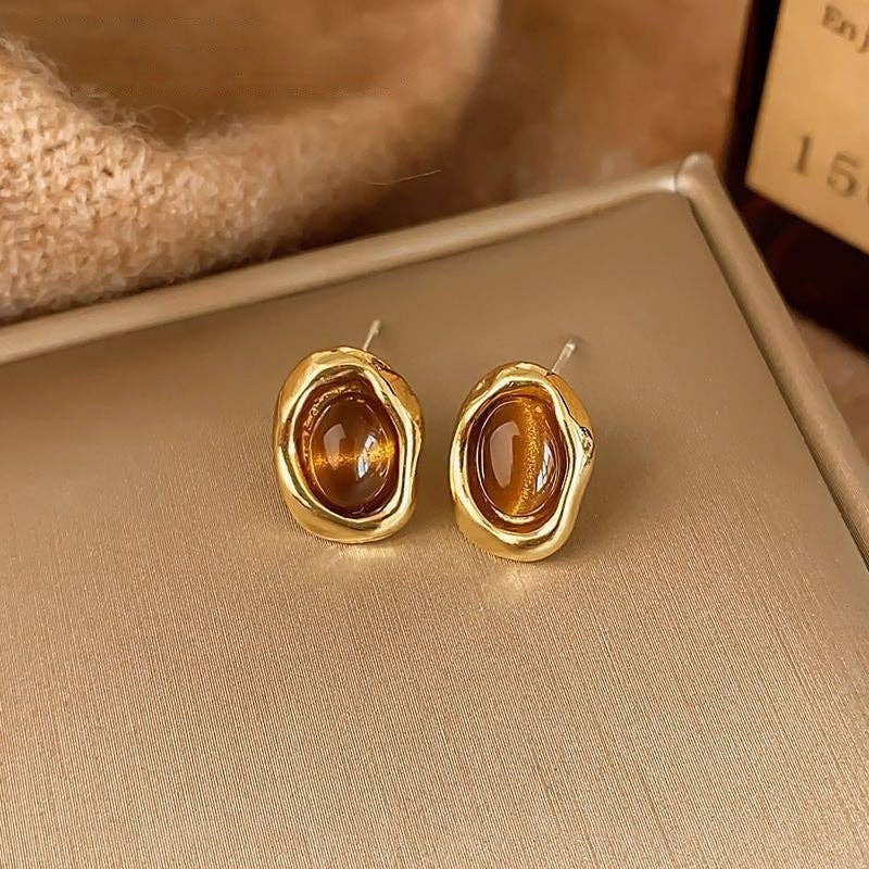 FurDecoration - Wholesale Dangle Earrings - Vintage Amber Brown Luxury Earrings2
