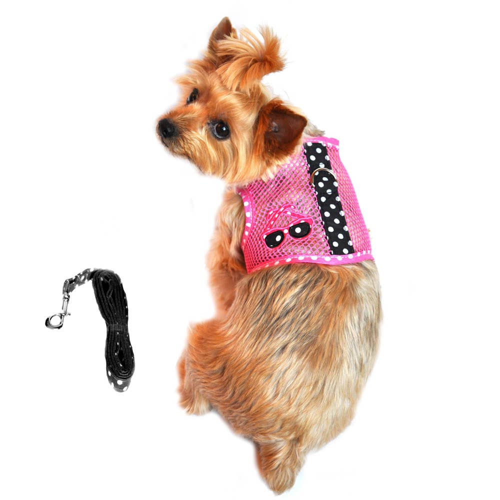 Doggie Design – wholesale Pet harness – Dog – Cool Mesh Dog Harness - Sunglasses Pink & Black Polka Dot6