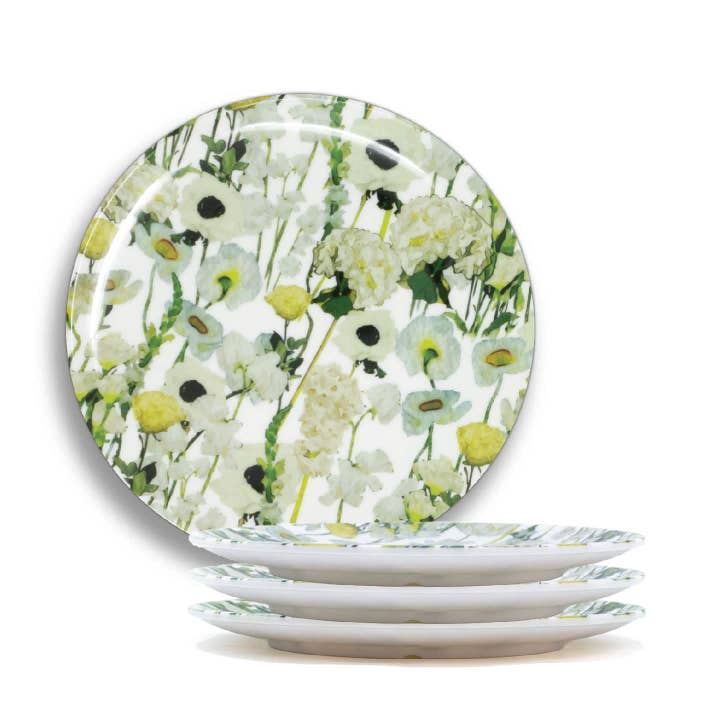 Cream Floral Garden Dinner Plate Set of 4 for wholesale by Elizabeth Sutton Home