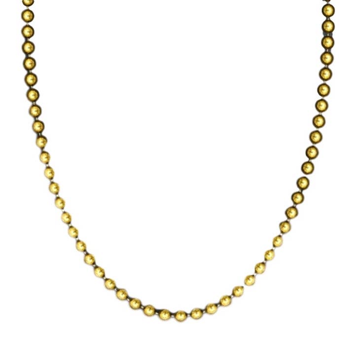 Blinkee.com, LLC - Wholesale Beaded/Pearl Necklace - Smooth Round Opaque Bead Mardi Gras Necklace Gold Pack of 12
