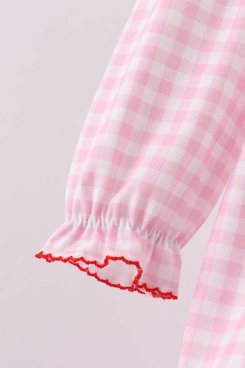 Mom & Co. – wholesale Bodysuit (non-footed) – Baby – Pink santa claus embroidery gingham bubble2