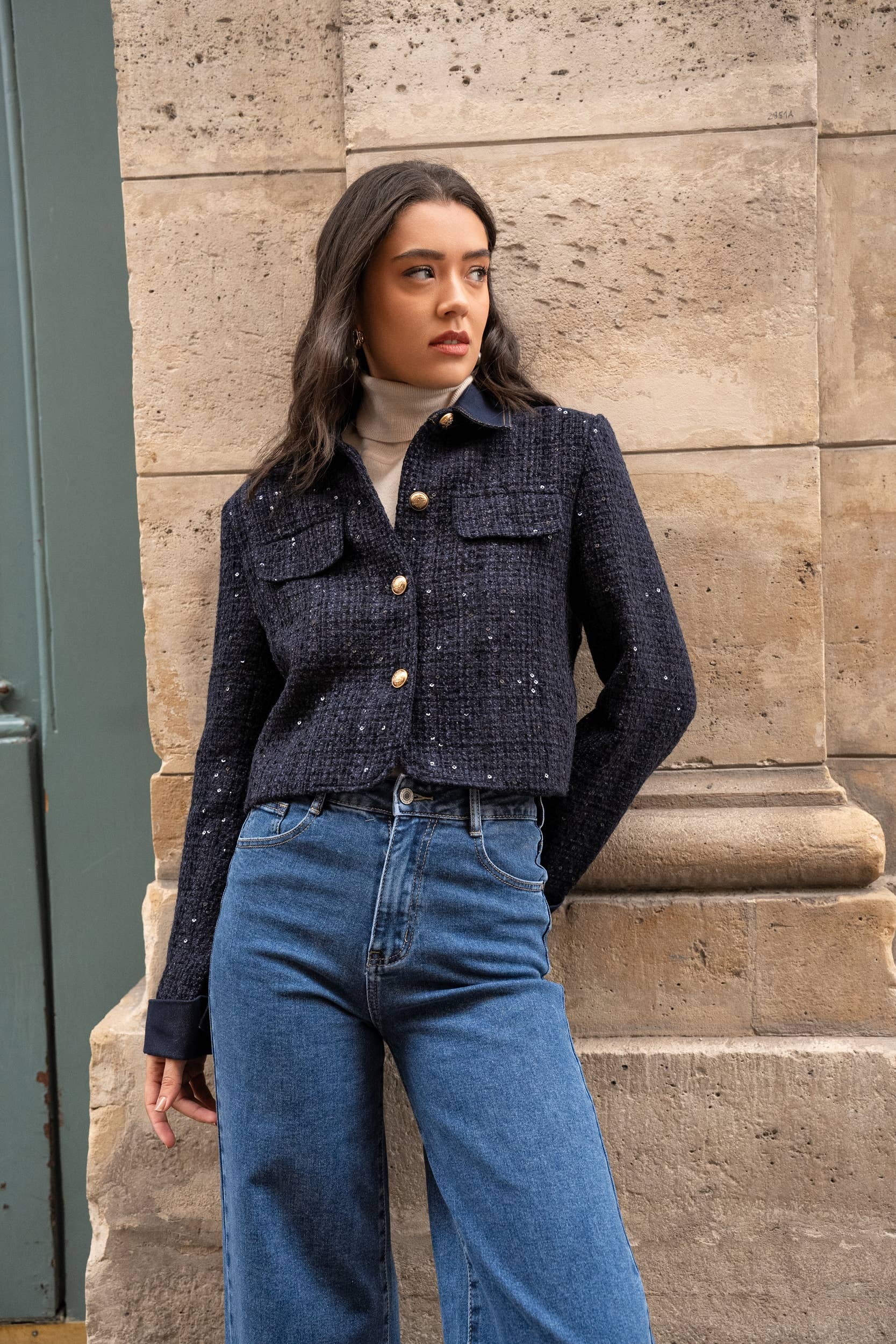 CHOKLATE PARIS - Wholesale Jacket - Women's - Élise jacket in tweed & denim - CK085080