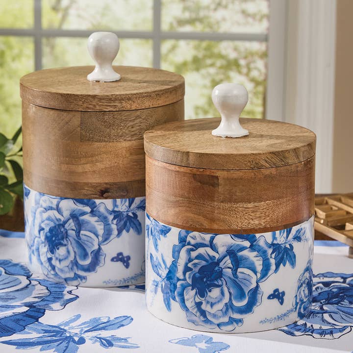 Park Designs - Wholesale Canister Set - Floral And Flitter Canisters Set Of 2 - Blue