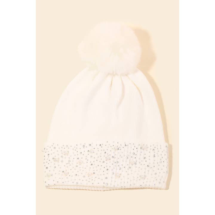Anarchy Street - Wholesale Beanie - Women's - Bejeweled Ribbed Pom Beanie