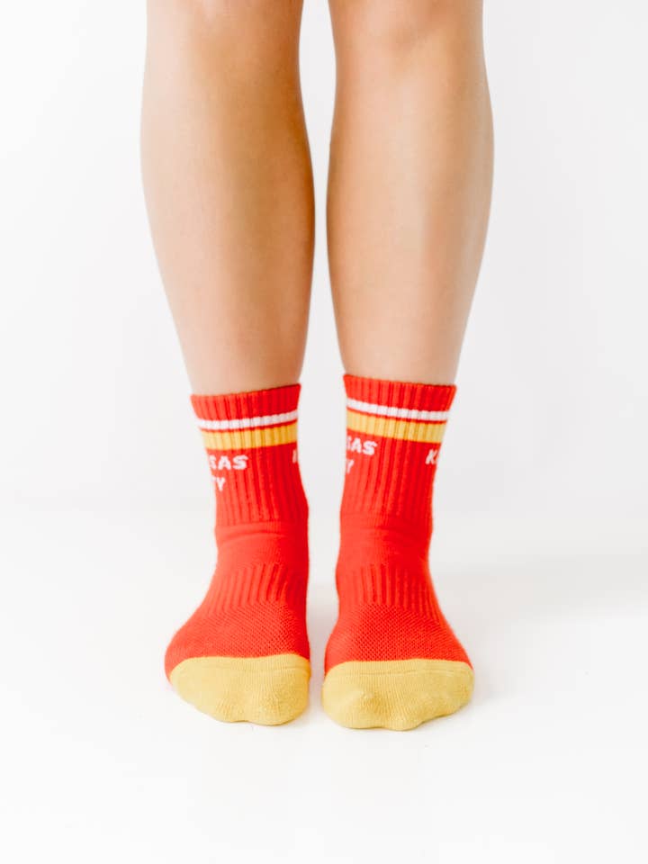 Carly Rae Studio - Wholesale Socks - Unisex - Kansas City Crew Socks - Red w/ Gold & White1