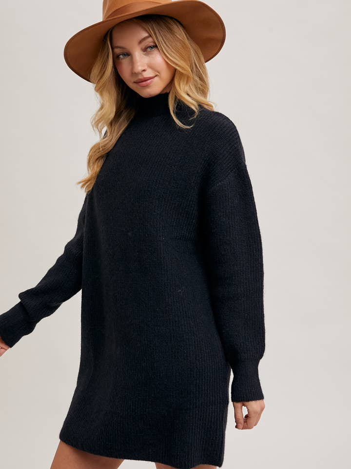 Bluivy - Wholesale Dress - Women's - MOCK NECK KNIT SWEATER MINI DRESS22