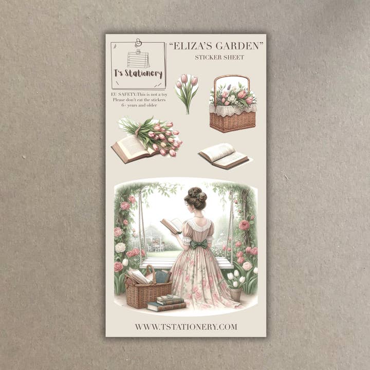 „Elizas Garten“ Aufkleberbogen für den Großhandel von T's Stationery