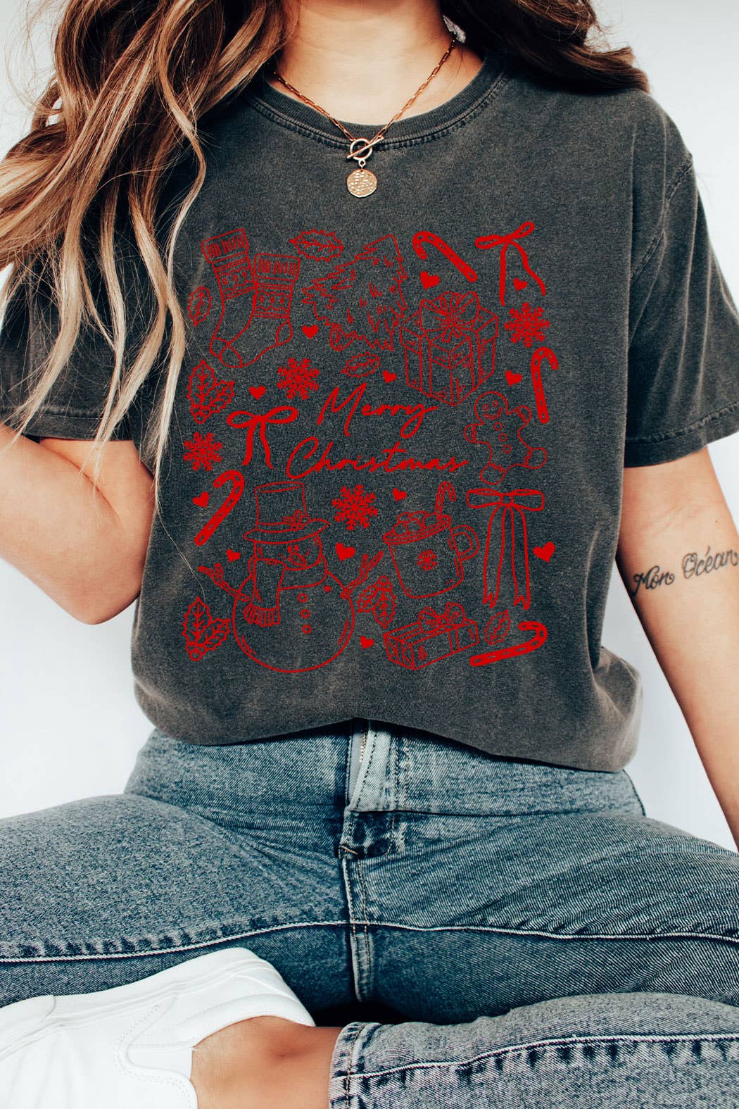 Kissed Apparel - Wholesale Screen Printed T-Shirt - Women's - Merry Christmas Holiday Comfort Colors Tee 6