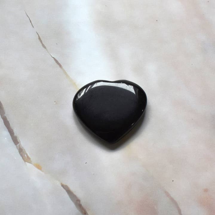 Presente Coração de Pedra Obsidiana Natural Polido Preto Envolvido por atacado de Reiju