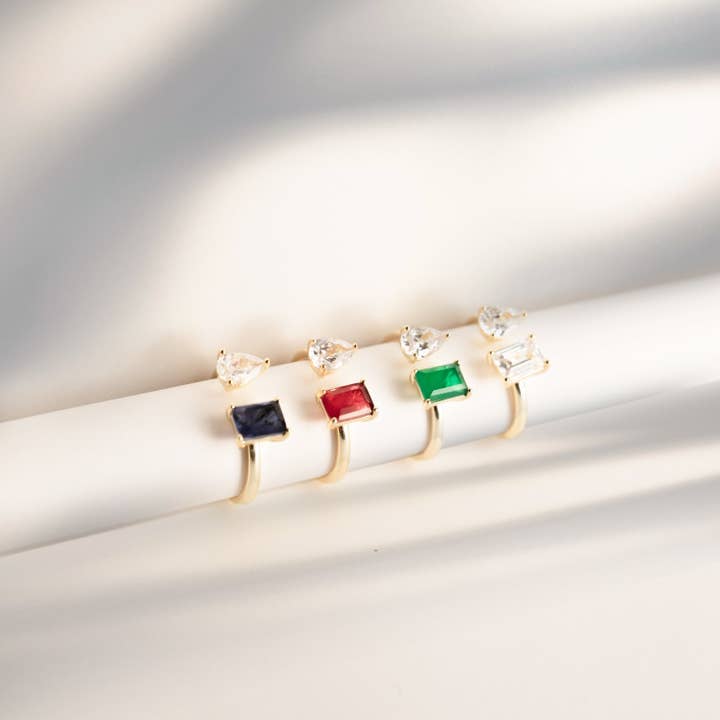 Ofina Jewelry - Wholesale Multi-Stone Ring - Green Toi et Moi Ring