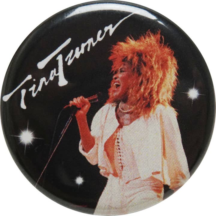 Pin-on knapp - 1,25 tum - Tina Turner - Sjungande för wholesale av Square Deal Recordings & Supplies