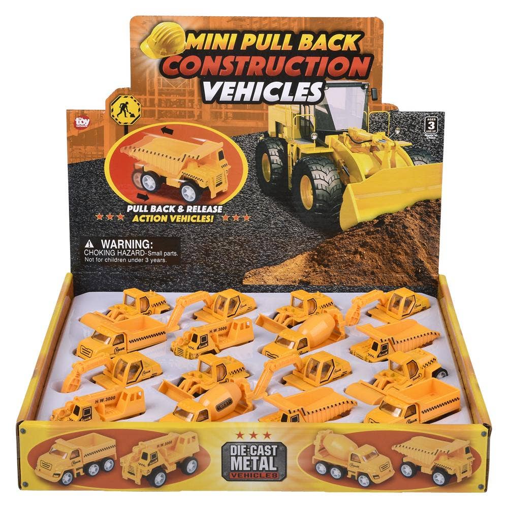 The Toy Network - Wholesale Toy Car/Truck - Kids - 2.5" Mini Diecast Pull Back Construction Vehicles10