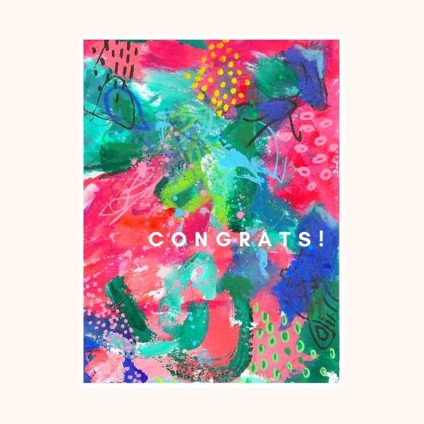 Proficiat! Abstracte kunst wenskaart voor wholesale door Najma Merchant Art