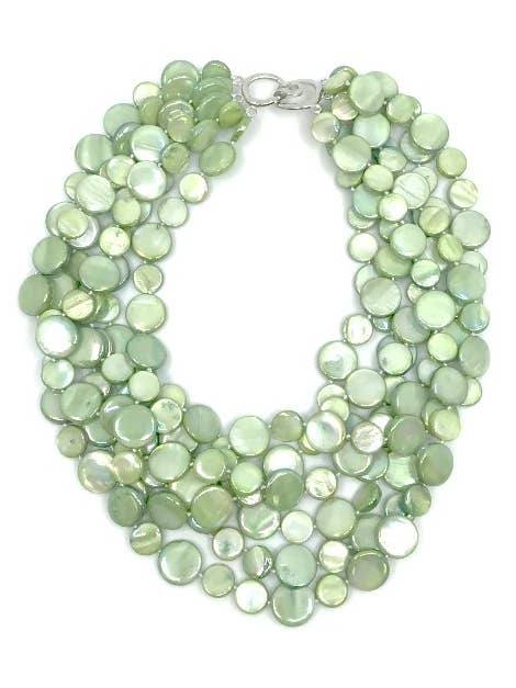 382014A - Lime 5 Strand MOP Necklace for wholesale by Sea Lily