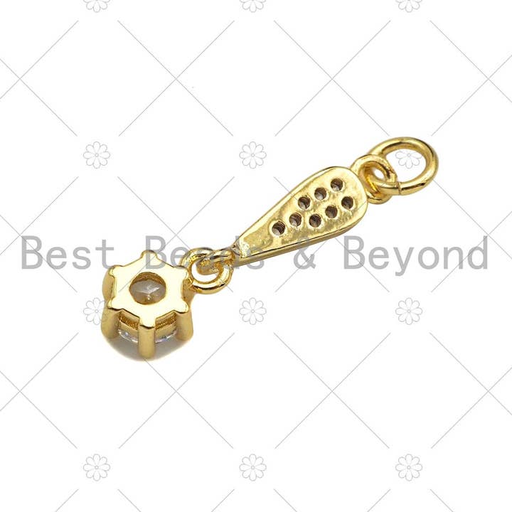 BestBeads&Beyond - Wholesale Individual Charm/Pendant - CZ Micro Pave Question Mark Exclamation Mark With Big CZ Pendant, 18K Dainty Gold Charm, Necklace Bracelet Charm Pendant,8x14mm,Sku#LK310