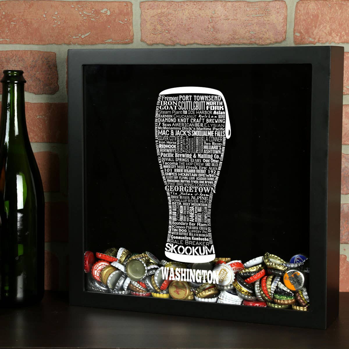 Torched Products - Vendita all'ingrosso Decorazione da parete 3D - State Beer Cap Shadow Box, nero, tipografia della birra artigianale88