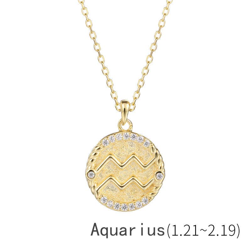 Perimade & Co. LLC - Wholesale Pendant/Charm Necklace - Gold Zodiac Sign Disc Charm Necklace in 925 Sterling Silver15