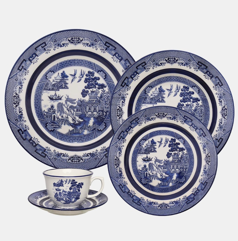 ANNOVA - Wholesale Dinnerware Set - Oxford FLAMINGO Blue Willow Porcelain0