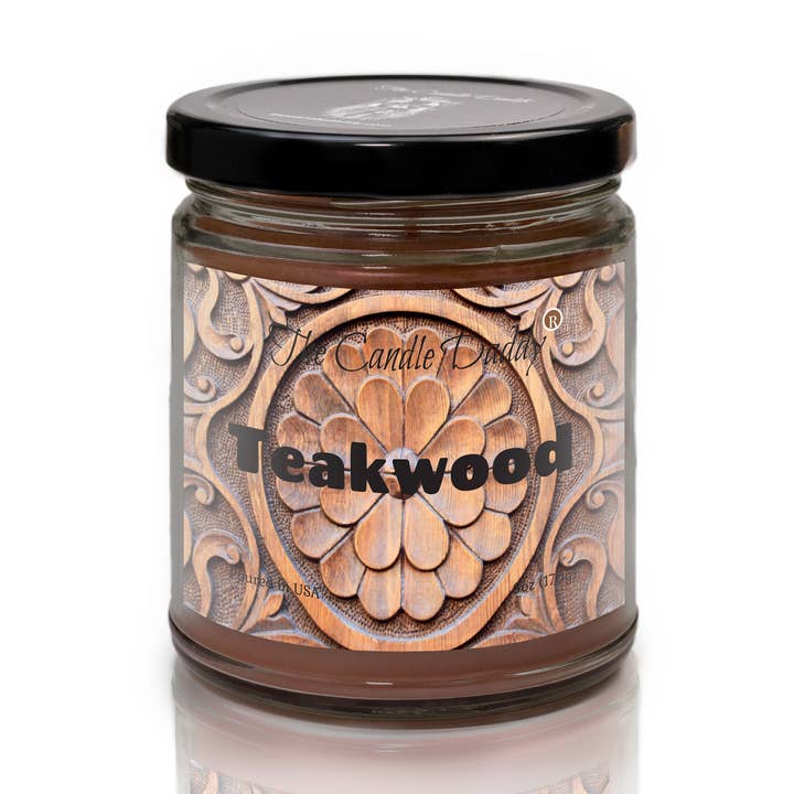 TEAKWOOD - TEAK WOOD SCENTED - 6 OZ JAR CANDLE - 40 HR BURN for wholesale by The Candle Daddy