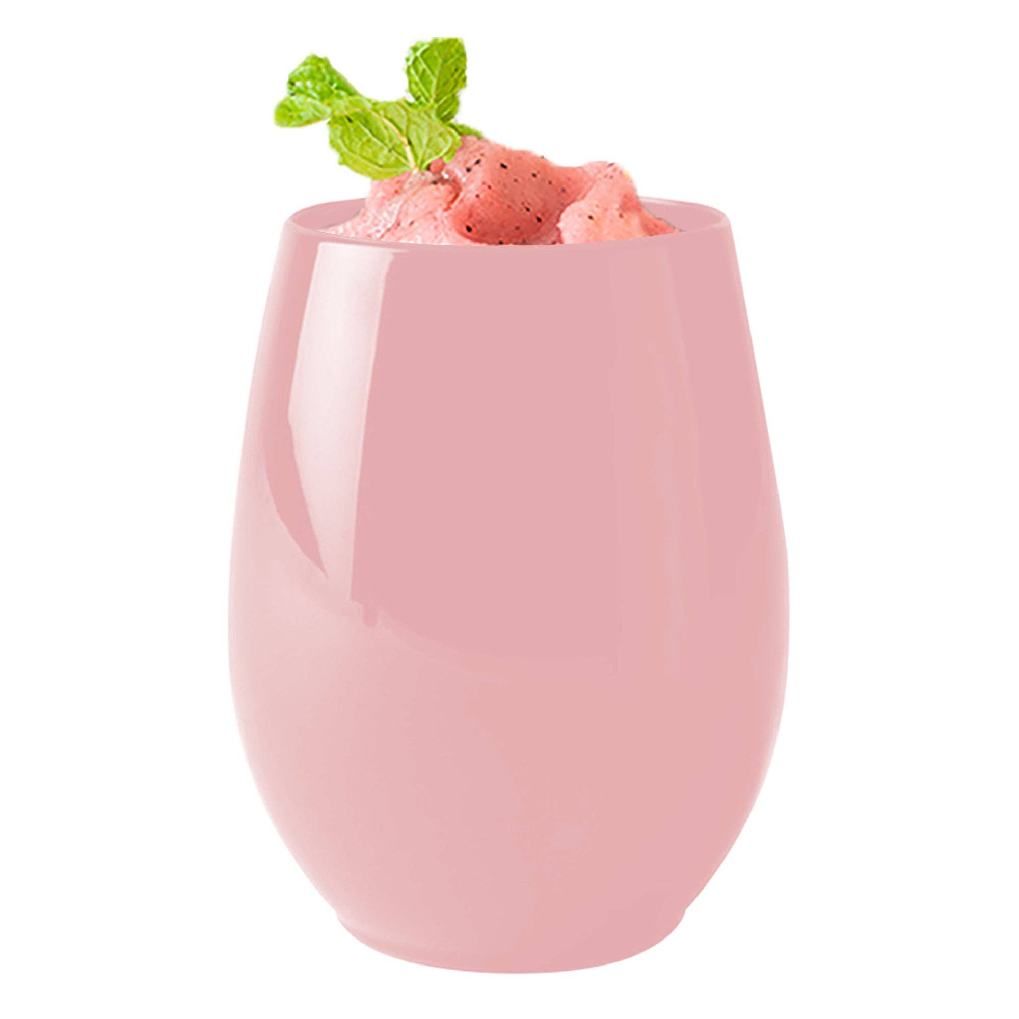 Smarty had a Party - Wholesale Wine Glass - 12 oz. Pink Elegant Stemless Plastic Wine Glasses - 16 pcs2