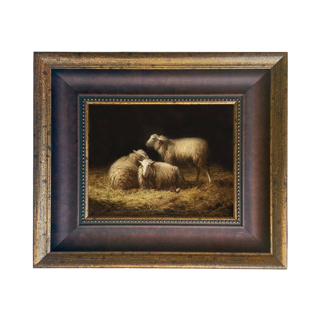 Madison Bay Co. - Historical Home Decor Reproductions - Wholesale Painting/Drawing - Sheep in the Hay Framed Painting Print on Canvas24