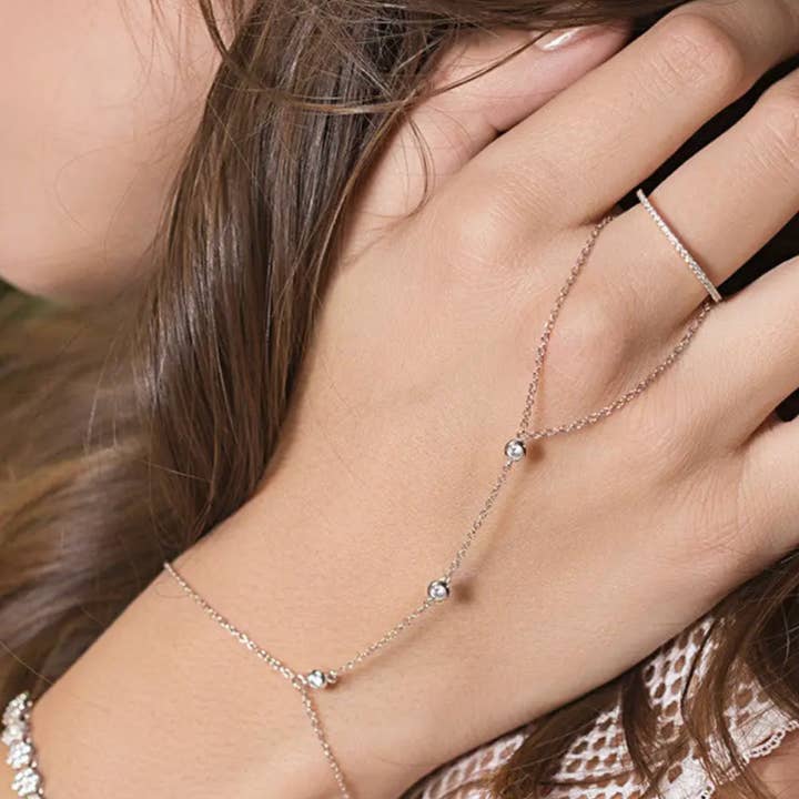 Yellow Gold 3-Hand Chain Steel, Ring and Bracelet Crystal Chain for wholesale on Faire