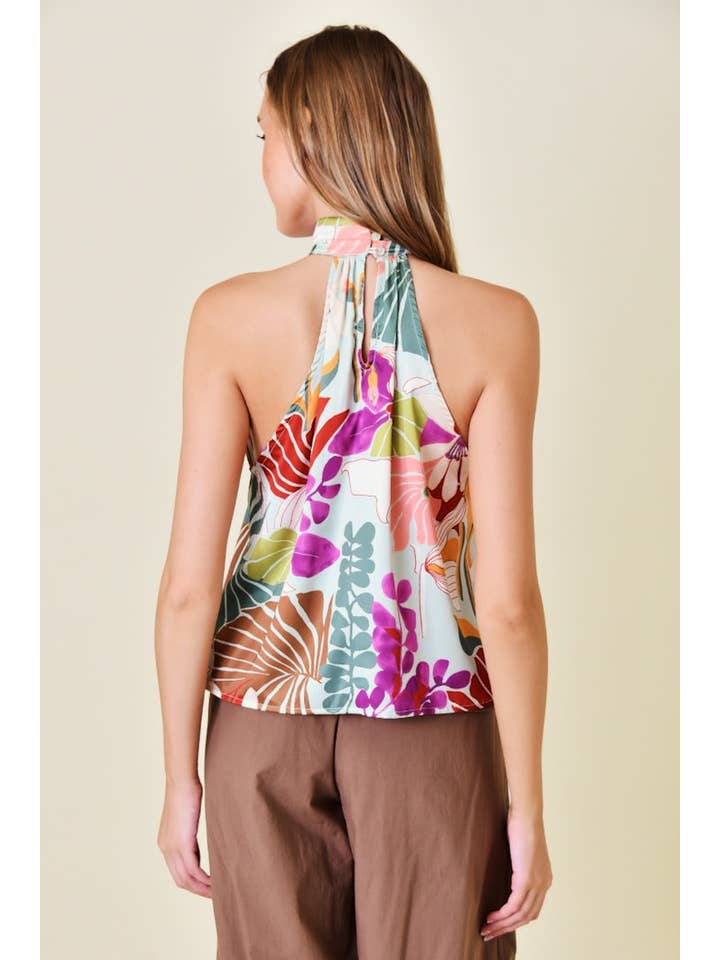 Multi Colored Halter Floral Print Top - TI5038FO for wholesale on Faire6