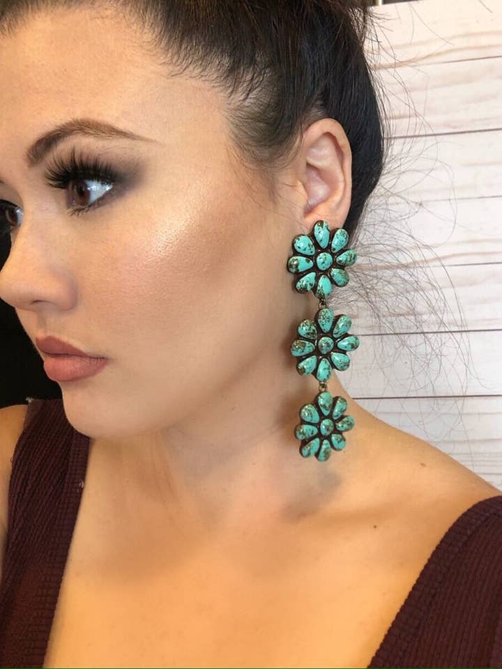 The Wynette Earrings- Turquoise Stone for wholesale by Nomadic Brunette