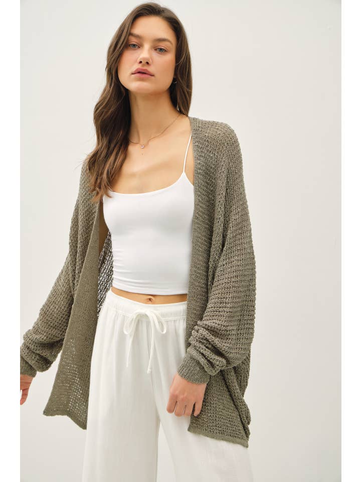 Be Cool - Wholesale Cardigan - Women's - OPEN FRONT LONG SLEEVE BREEZY YARN KNIT CARDIGAN