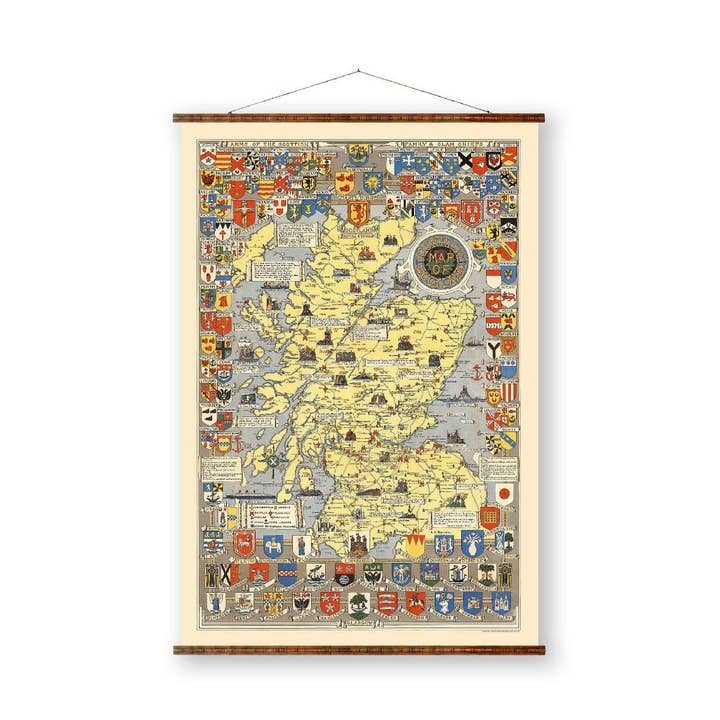 Historic Map of Scotland Royal Vintage City Map on Ready to Hang Roll Down Canvas Decorative Antique Wall Decor Map Scroll for wholesale by Maps Vintage