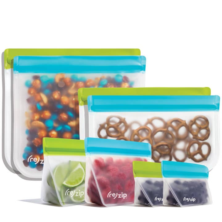 Reusable Flat & Stand Up Storage Bags - 8 Piece Set for wholesale by Rezip Co.