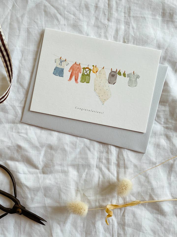 New Baby Congratulations Card for wholesale by Annie Brougham Paper Goods.