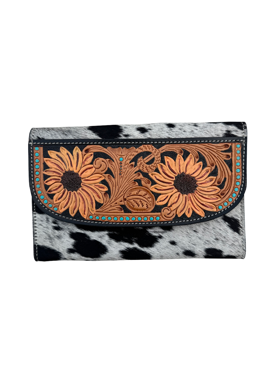 The Design Edge - Wholesale Crossbody Bag - Women's - Cowhide Sunflower Tooling Leather Wallet Bag – AB86 - Cancun3