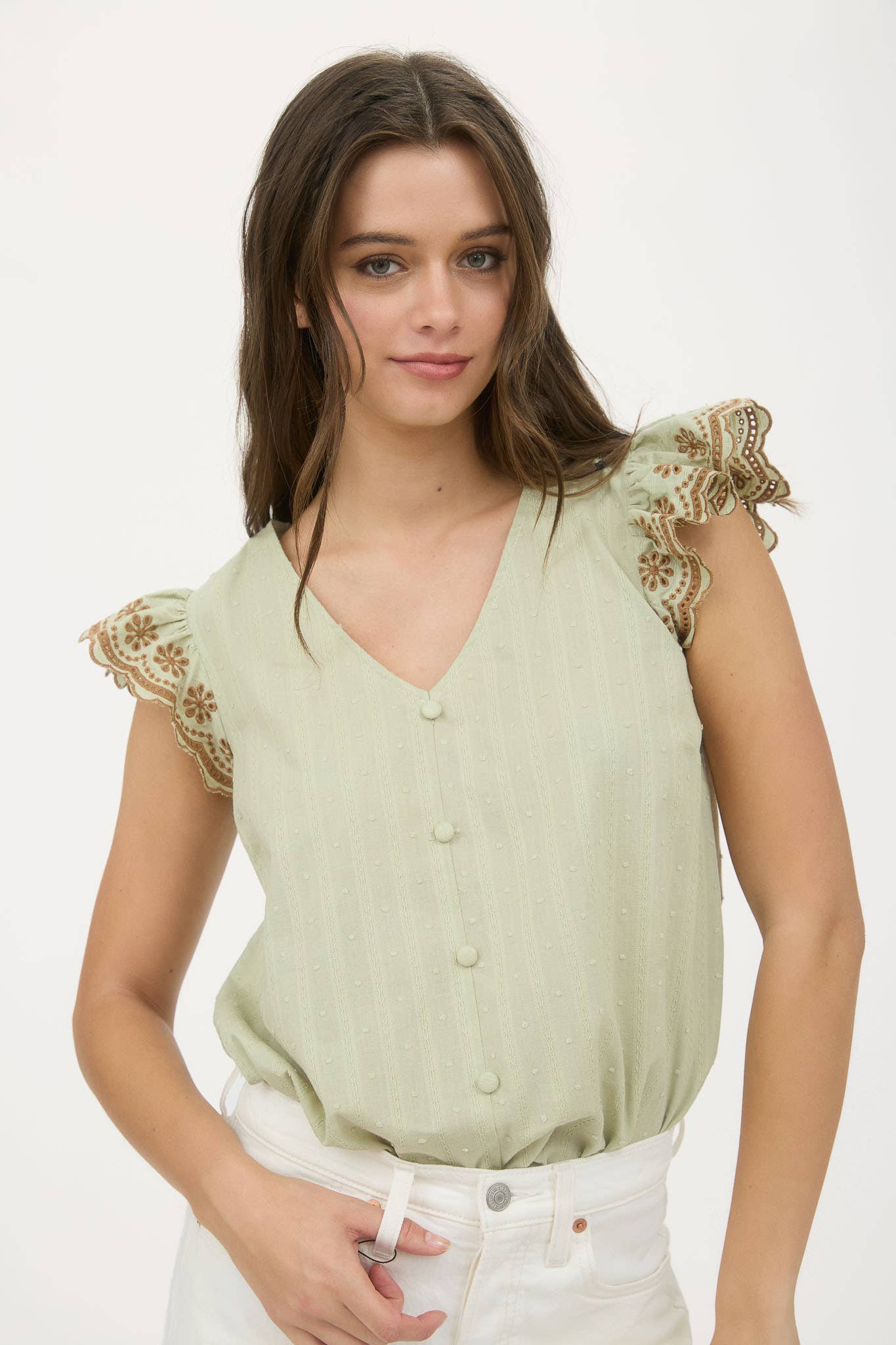 Blu Pepper – wholesale Blouse – Women’s – STRIPE CLIP DOT CONTRAST FLORAL SLEEVE BLOUSE9