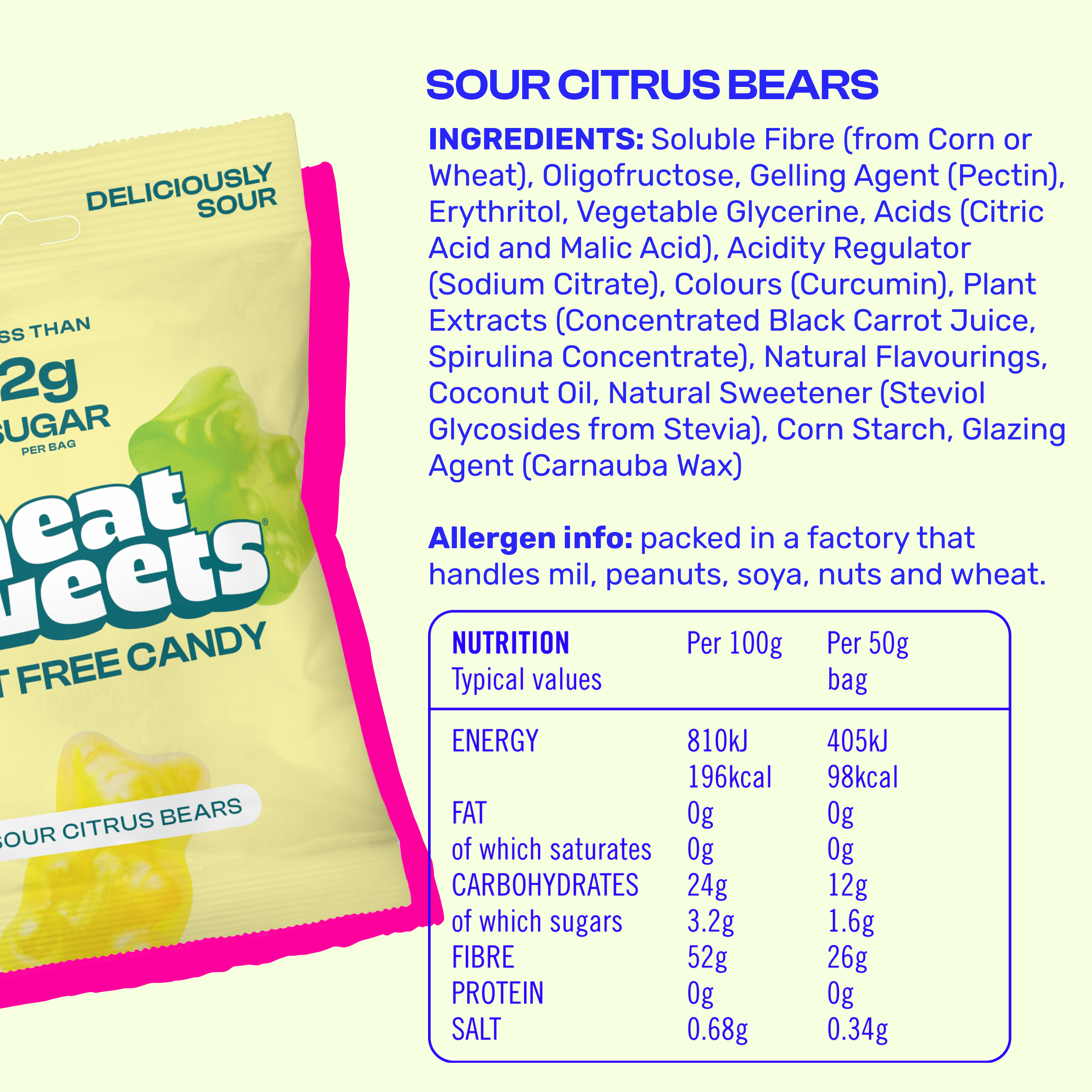 NeatSweets – wholesale Gummy – NeatSweets Sour Citrus Bears 50g x124