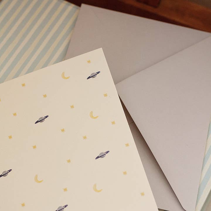 Greeting card – moon, stars & planets for wholesale by Specialday