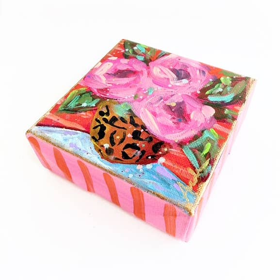 Toile originale peinte à la main avec bouquet floral pour la vente par Audra Style