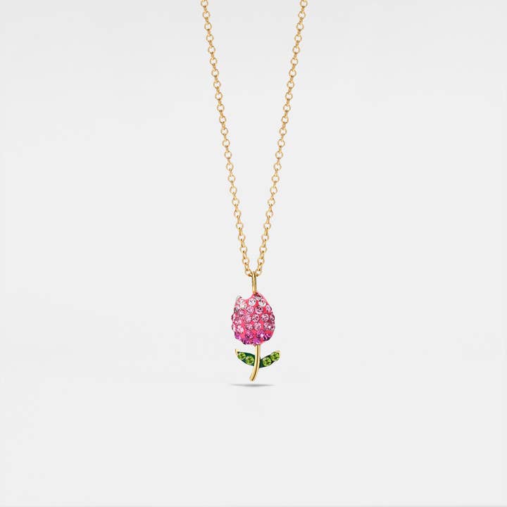 Collier délicat en forme de tulipe rose en argent sterling 925 pour la vente par Perimade & Co. LLC