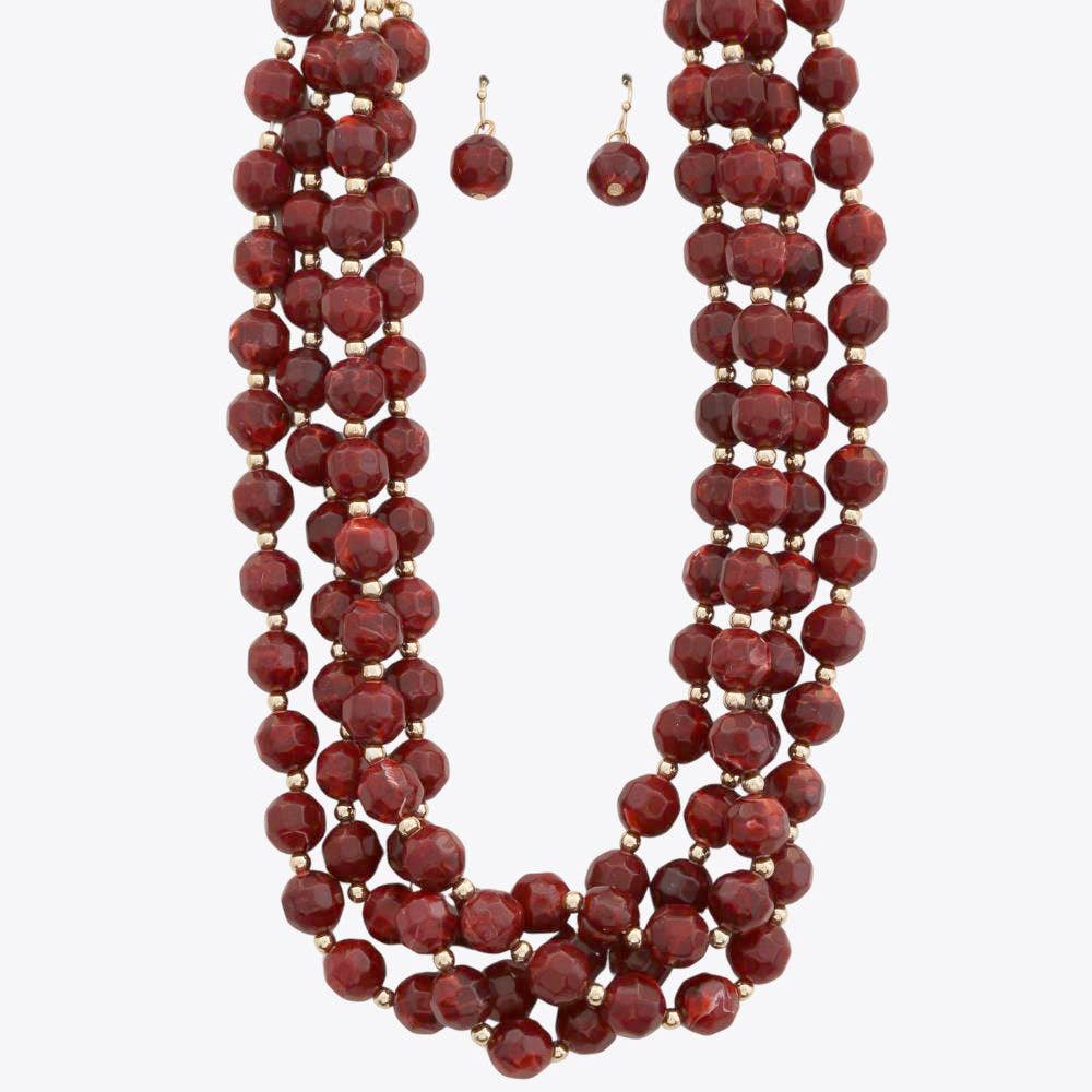 anbfashion - Wholesale Jewelry Set - MULTI STRAND NATURAL GEMSTONE BEADED NECKLACE SET N142487