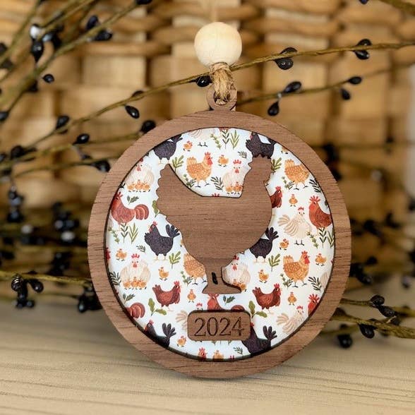 SHY Designs, LLC - Wholesale Ornament - Chicken Christmas Ornament - Farm Theme Tree Ornament