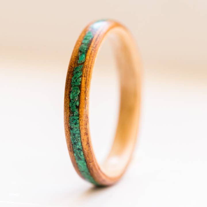 Malachit und leichter Koa auf Ahorn für den Großhandel von My Roots Jewelry