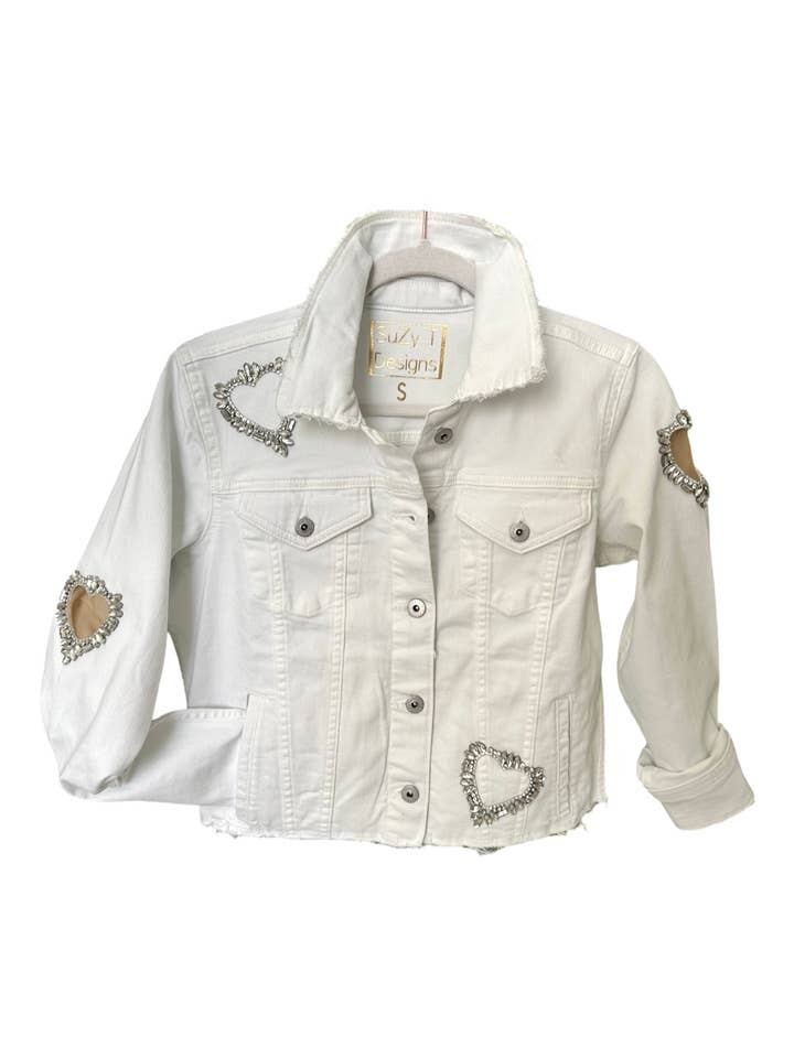 Fantastisk cowboyjakke med udskårne krystalhjerter for engroshandel hos Suzy T Designs