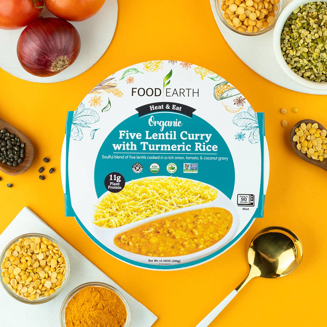 Food Earth - Vendita all'ingrosso Pasti pronti a lunga conservazione - Curry di Cinque Lenticchie Biologico con Riso alla Curcuma5