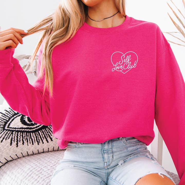 P E T I T R U E - Vendita all'ingrosso Felpa - Donna - Felpa Ricamata Self Love Club Maglione di San Valentino