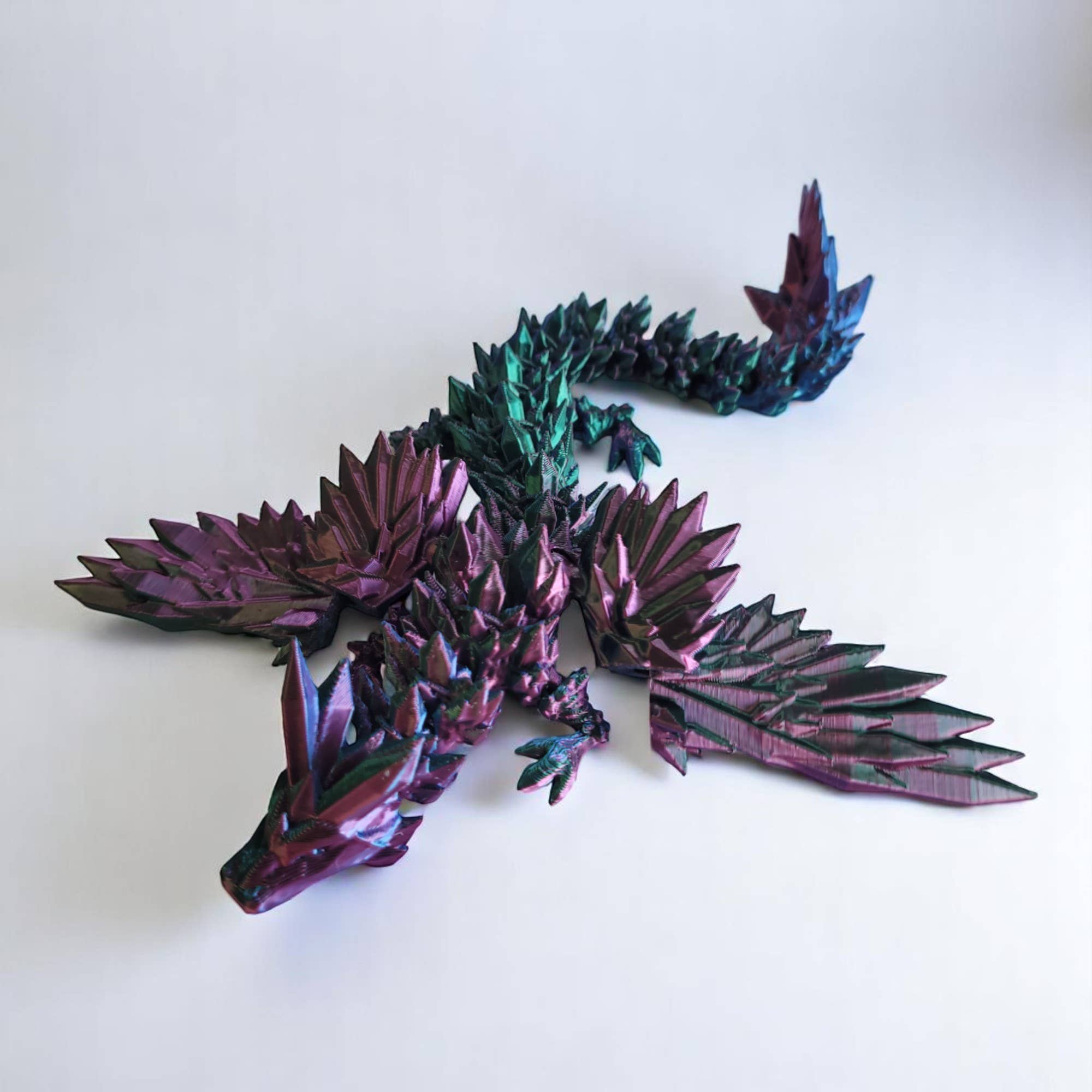 PowerTRC 3D Print - Wholesale Party Favor - 3D Printed Articulated Crystal Dragon with Wings (Large)1