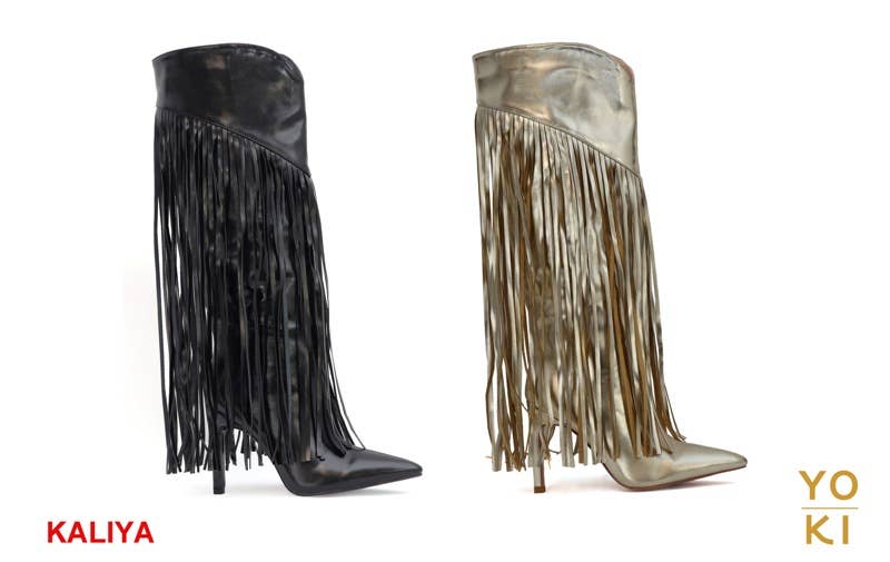 Yoki Fashion - Vendita all'ingrosso Stivali - Donna - Stivali alti al ginocchio da donna YOKI con frange2