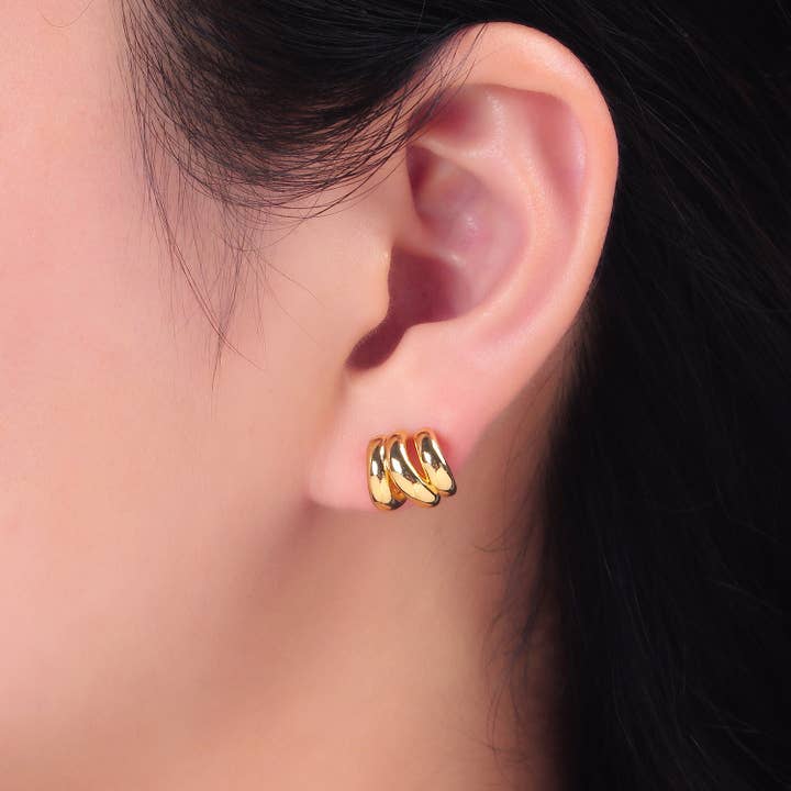 Simply Jewels - Wholesale Stud/Post Earrings - Gold Classic Gold or Silver Chunky Studs Earring-00231 Earring-002323