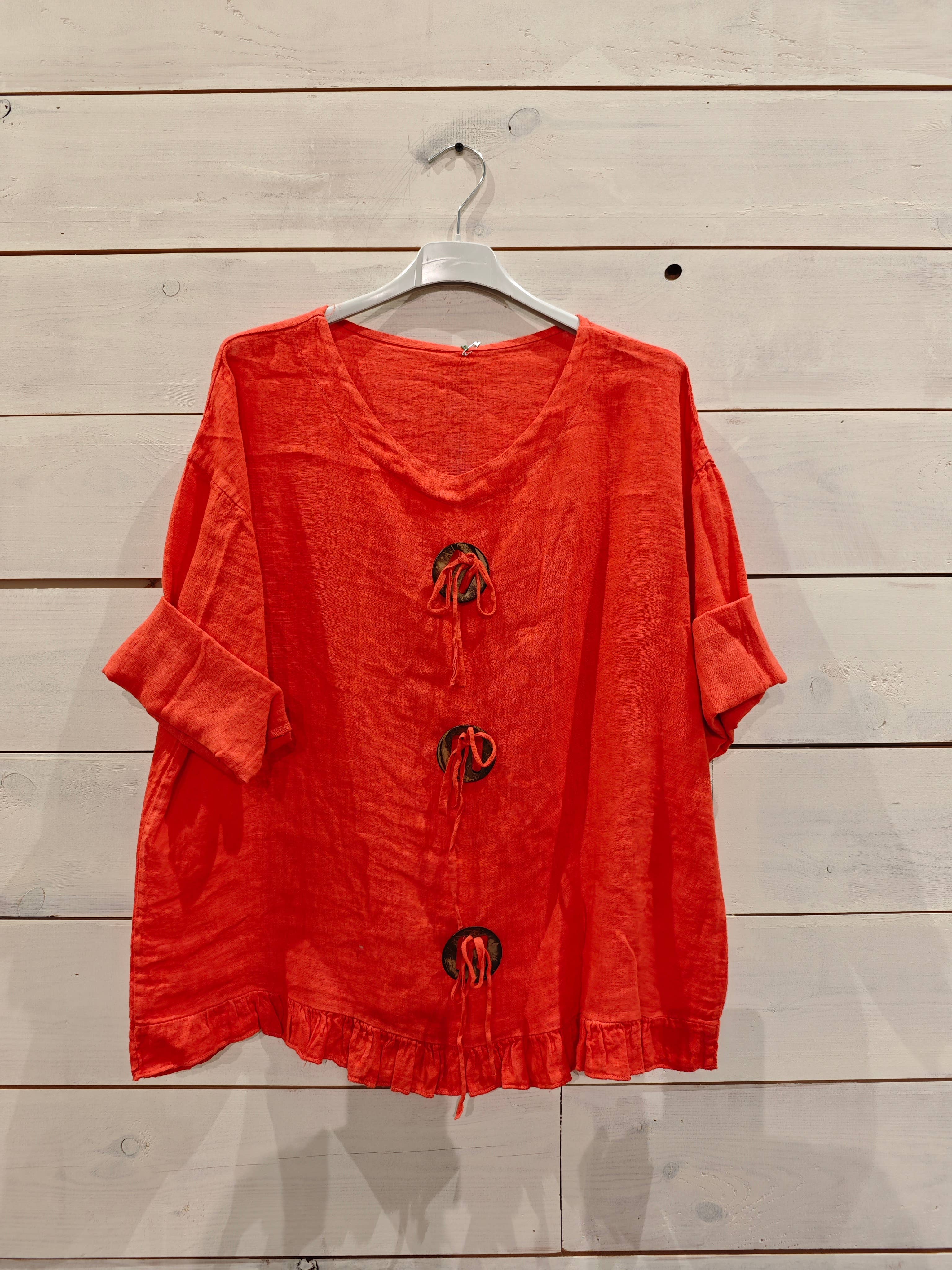 Linos y Textiles – wholesale Blus - Dam – Ringblus i 100 % linne13